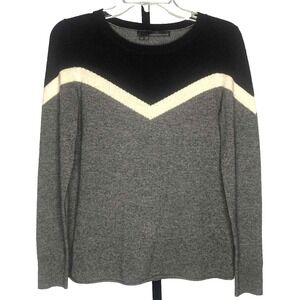 360 Cashmere Women's Crew Neck‎ Sweater gray colorblock Size XS wool cashmere